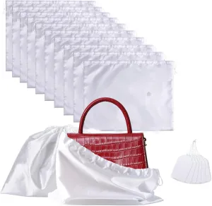 10 Pack Dust Bags for Handbags, Shoe Dust Bags for Purses, Silk Cotton Purse Cover Storage Bag(White, L-23.6 × 19.6 in)