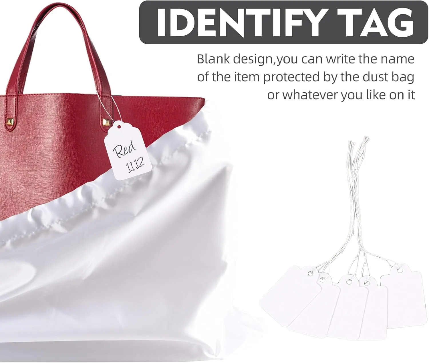 10 Pack Dust Bags for Handbags, Shoe Dust Bags for Purses, Silk Cotton Purse Cover Storage Bag(White, L-23.6 × 19.6 in)