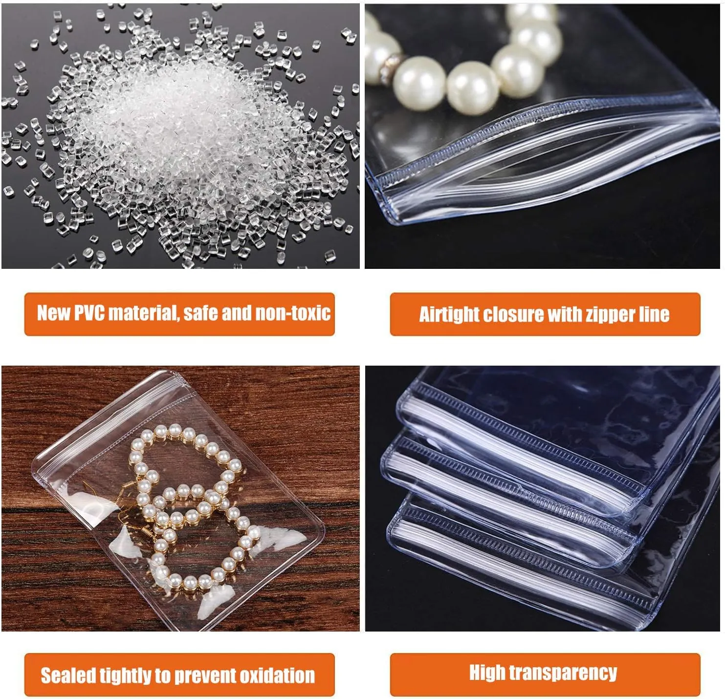 100 Pack PVC Clear Jewelry Anti Oxidation Zipper Bag Antitarnish Plastic Bags for Packaging Jewelry Rings Earrings Transparent Poly Pouch (Clear, 4.13×4.25 inch)