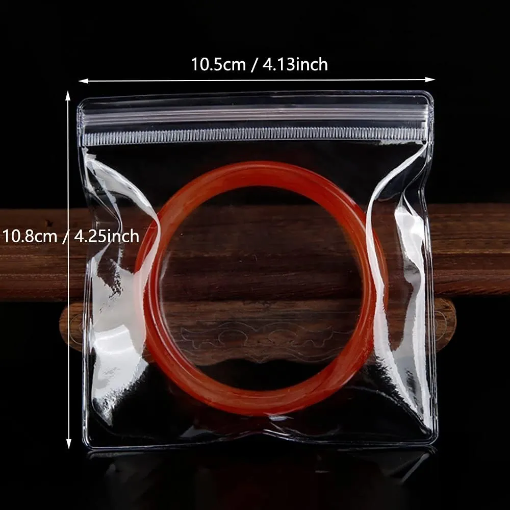 100 Pack PVC Clear Jewelry Anti Oxidation Zipper Bag Antitarnish Plastic Bags for Packaging Jewelry Rings Earrings Transparent Poly Pouch (Clear, 4.13×4.25 inch)