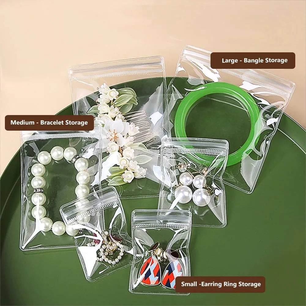 100 Pack PVC Clear Jewelry Anti Oxidation Zipper Bag Antitarnish Plastic Bags for Packaging Jewelry Rings Earrings Transparent Poly Pouch (Clear, 4.13×4.25 inch)