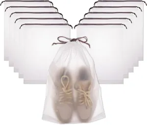 100 PCS Translucent Shoe Bags for Travel, Large Portable Shoe Bags with Drawstring, for Rainy Days Out (White)