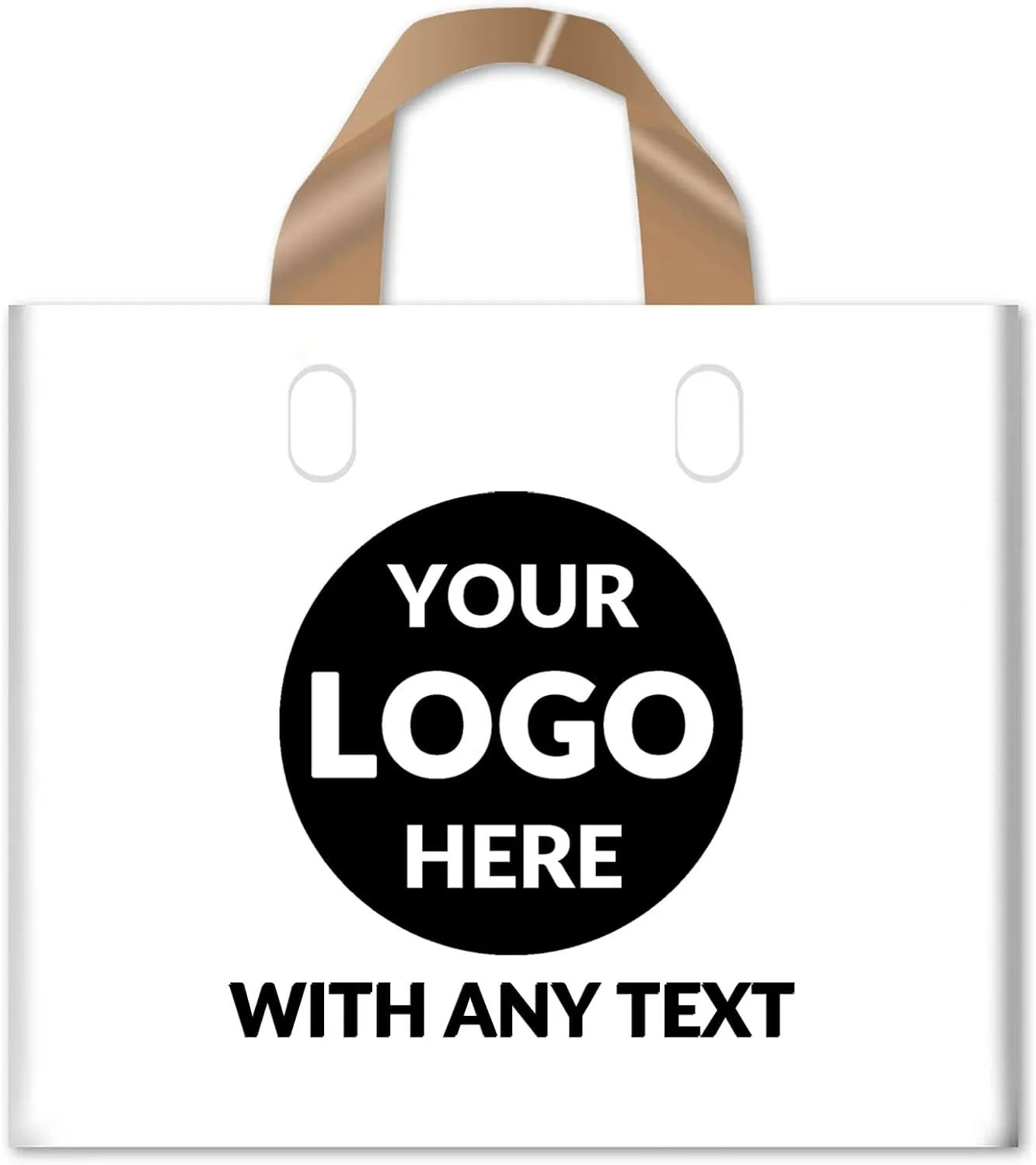 100 SALIFECO Custom Plastic Bags with Logo, 2.36Mil Thick Personalized Gift Bags with Soft Loop Handles, Glossy Merchandise Bags for Small Business, Boutique, Retail, Parties (11.8x7.9x3.15 Inch)