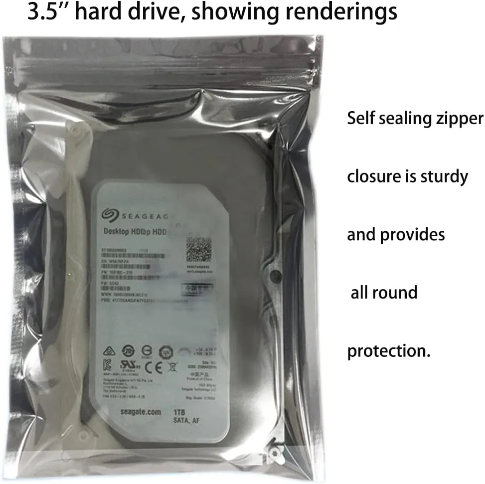 100pcs Antistatic Bags 5.9x7.8in/15x20cm, Resealable ESD Bag, Suitable for SSD Hard Disk and Various Electronic Devices