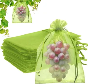 100PCS Fruit Protection Bags, 8x12 Inch Green Fruit Netting Cover Bags Drawstring Mesh Fruit Protectors Pest Barrier for Plant Fruit Flower Veggies Garden (8x12 inches)