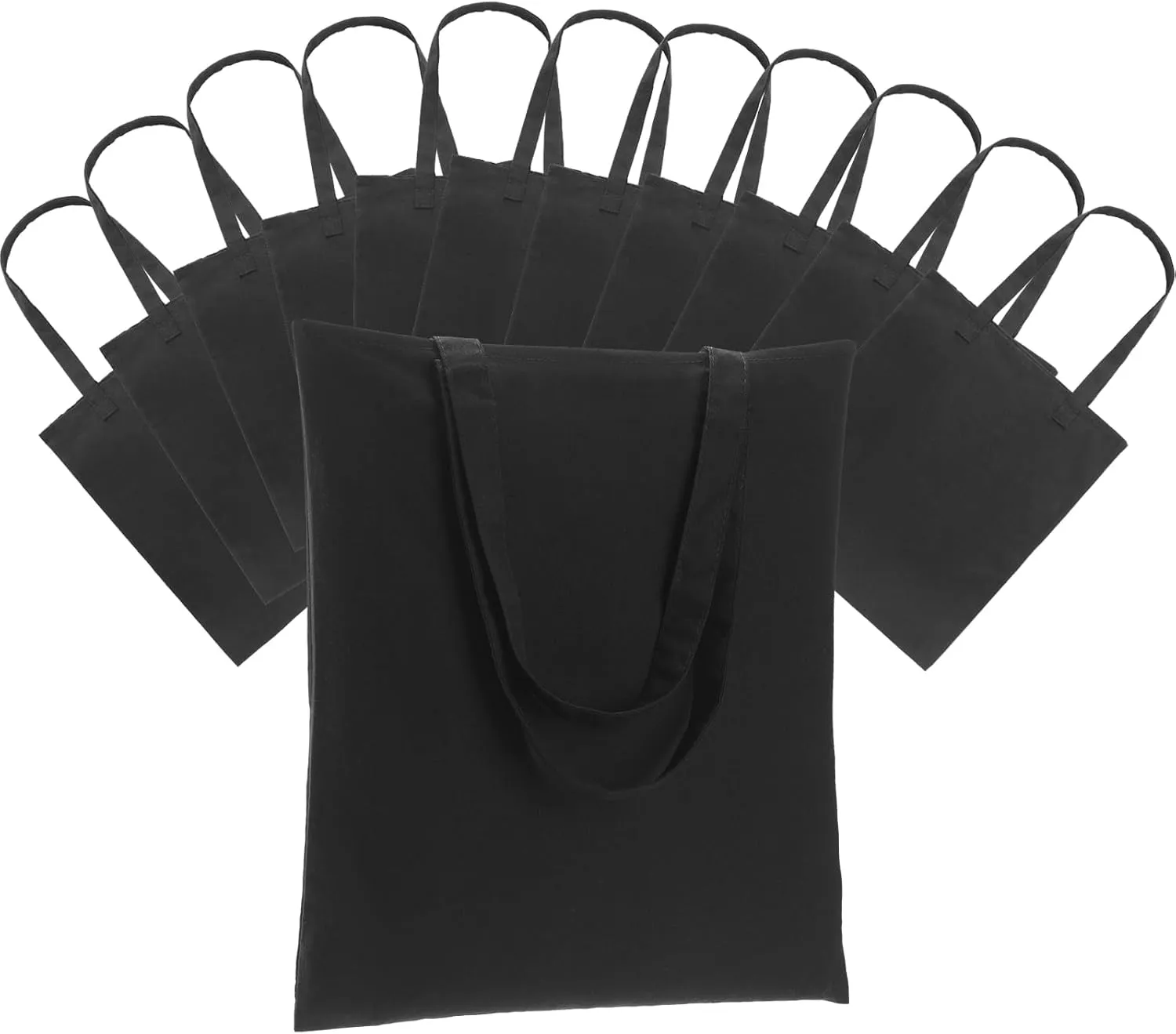 12 Pack Canvas Tote Bag - Lightweight Tote Bags Bulk Thin Blank Shopping Reusable Grocery Bags for DIY Gift Sublimation Activity - Black