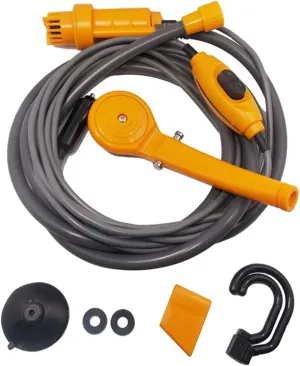 12V Camping Shower Portable Car Washer D-C Car Shower High Pressure Power Washer Electric Pump for Outdoor Camping Travel 2021(Yellow)