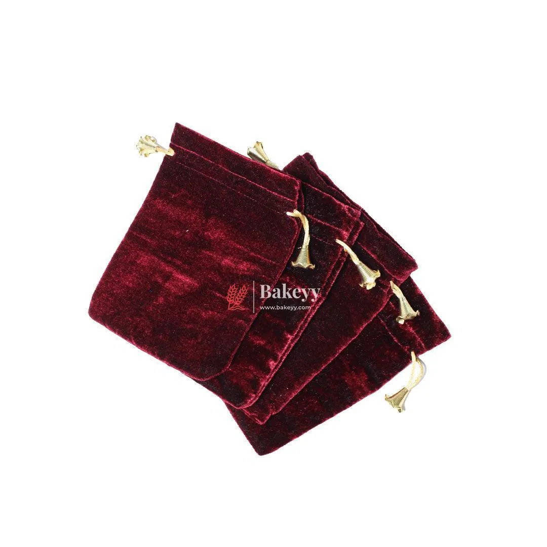 13x18cm | Velvet Drawstring Potli Bag | Brown  Colour | Pack of 10 | Luxurious Gift & Storage Pouch|