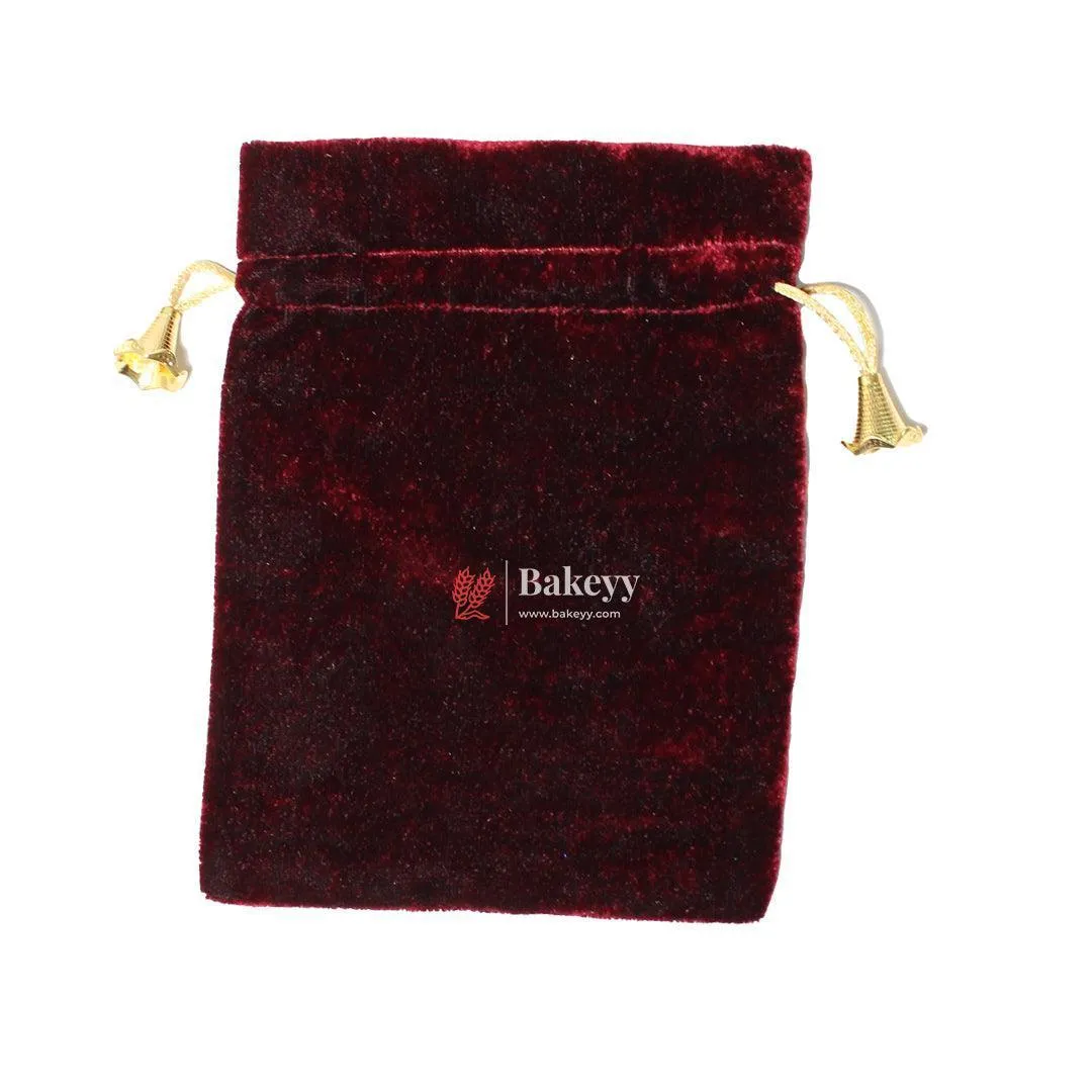 13x18cm | Velvet Drawstring Potli Bag | Brown  Colour | Pack of 10 | Luxurious Gift & Storage Pouch|
