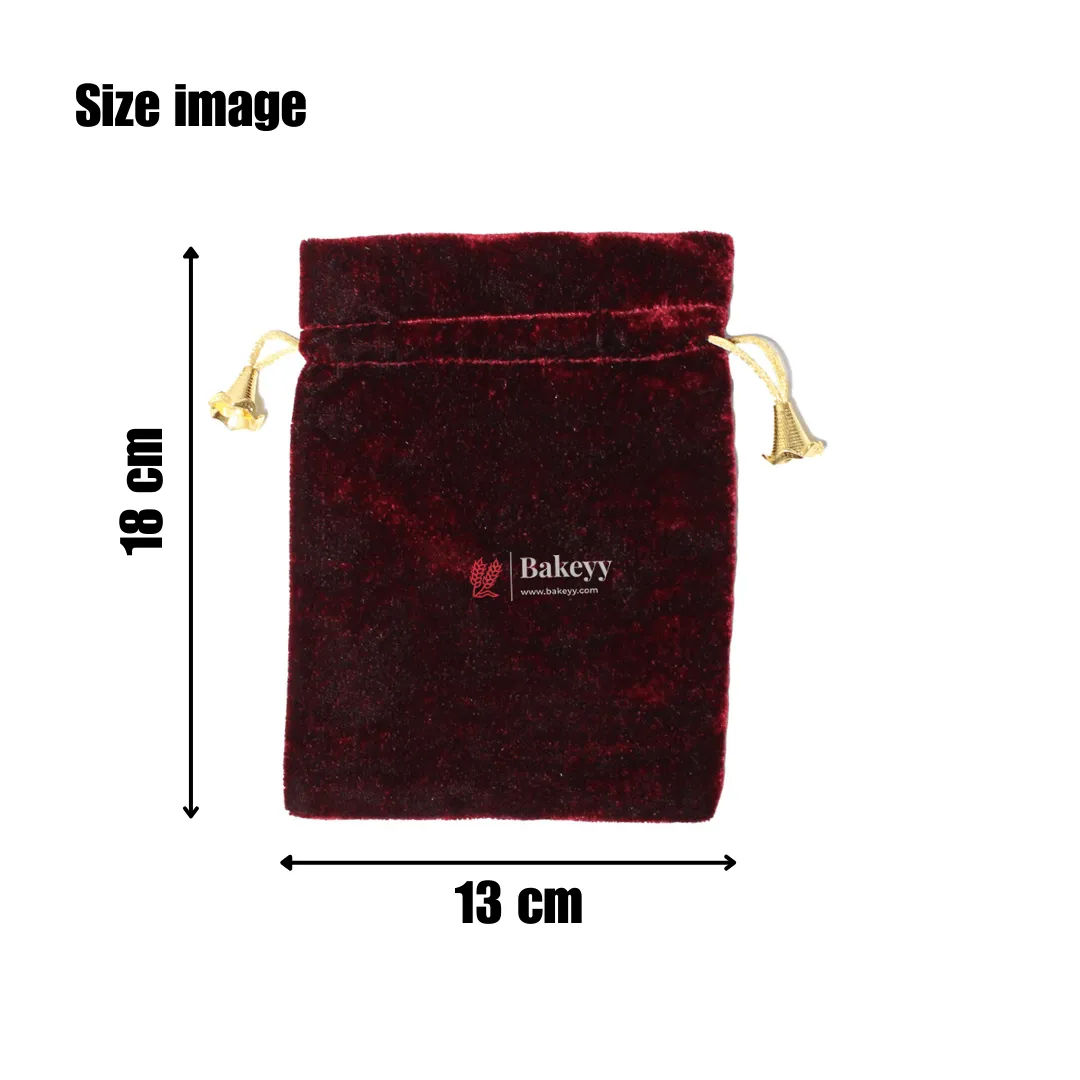 13x18cm | Velvet Drawstring Potli Bag | Brown  Colour | Pack of 10 | Luxurious Gift & Storage Pouch|