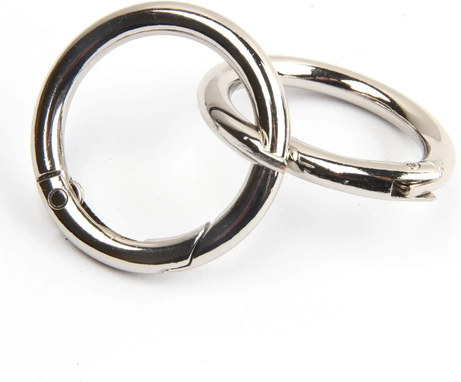 15pcs Trigger Spring O Rings Round Carabiner Clip Snap for Keyrings Buckle, Bags,Purses (Silver, 1 inch)