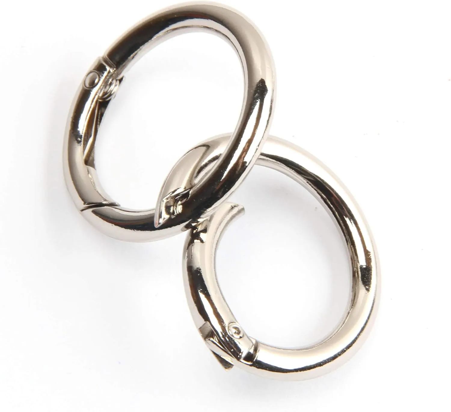 15pcs Trigger Spring O Rings Round Carabiner Clip Snap for Keyrings Buckle, Bags,Purses (Silver, 1 inch)