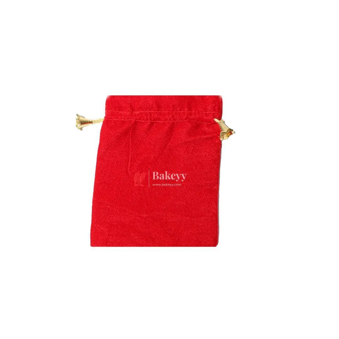 16x20 cm | Velvet Drawstring Potli Bag | Red Colour | Pack 10 |Luxurious Gift & Storage Pouch|
