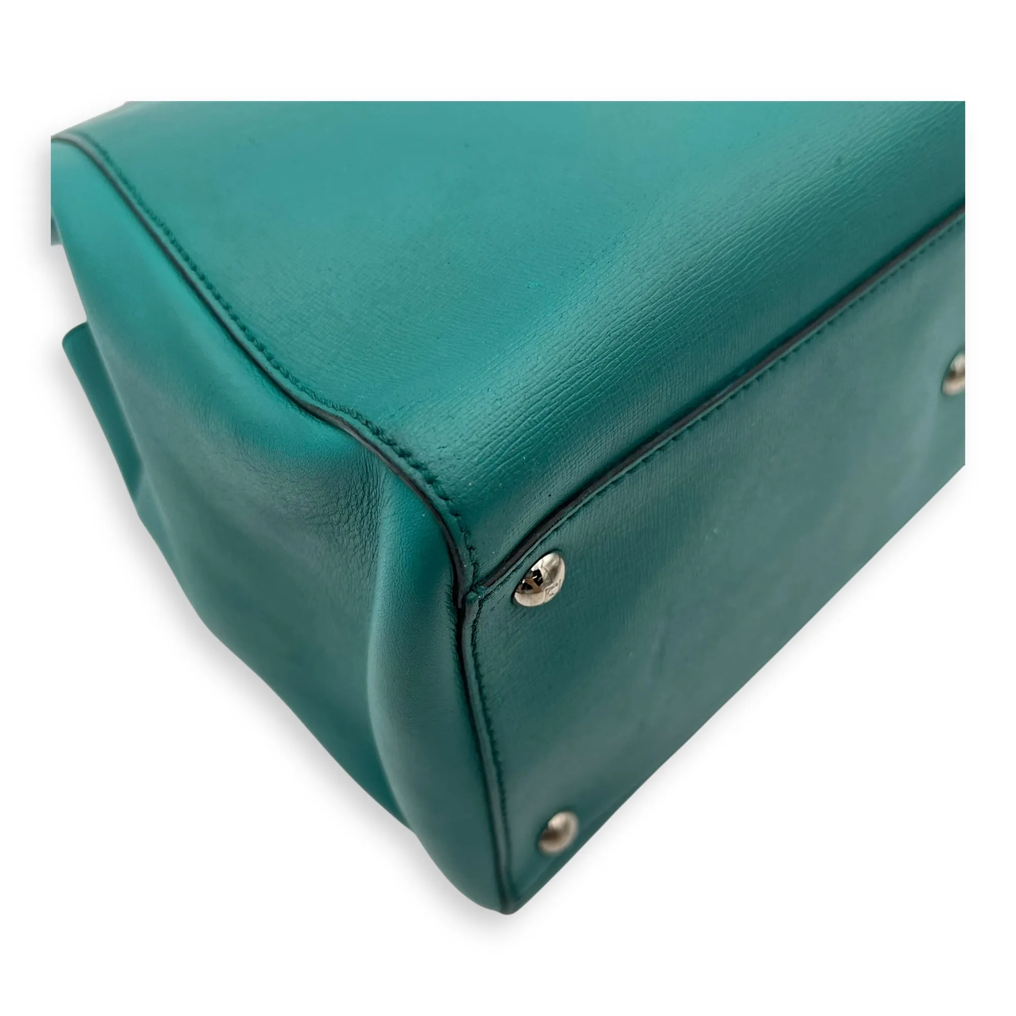 2 jours Top Handle Bag Medium Blue in Calfskin, Silver hardware