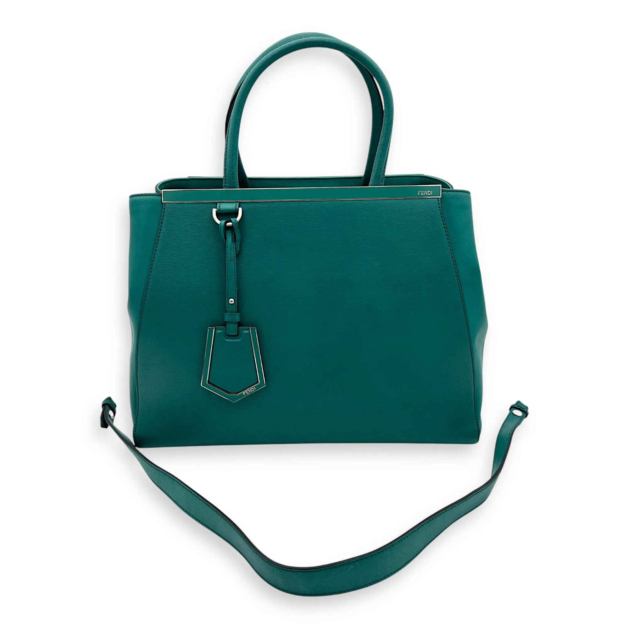2 jours Top Handle Bag Medium Blue in Calfskin, Silver hardware