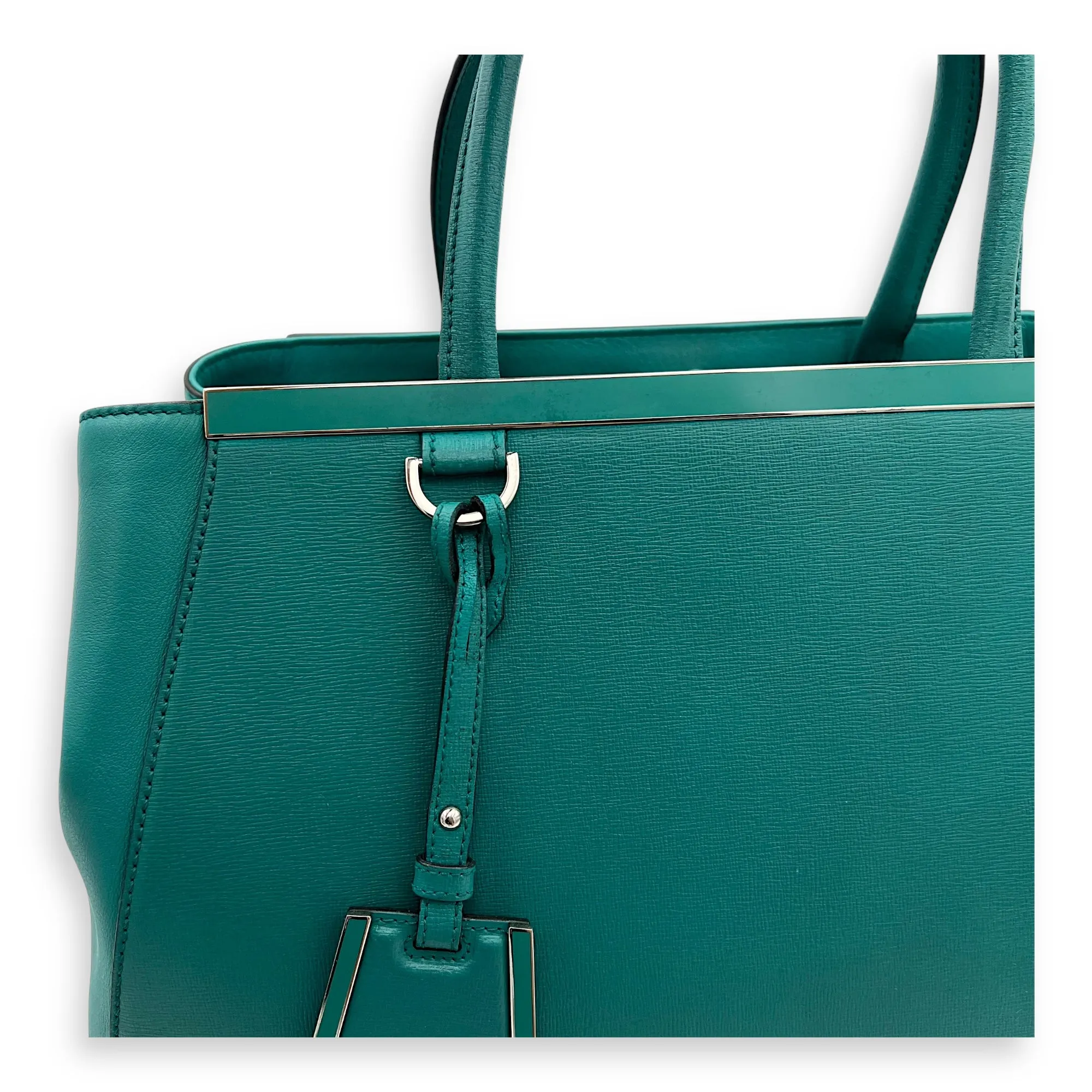 2 jours Top Handle Bag Medium Blue in Calfskin, Silver hardware