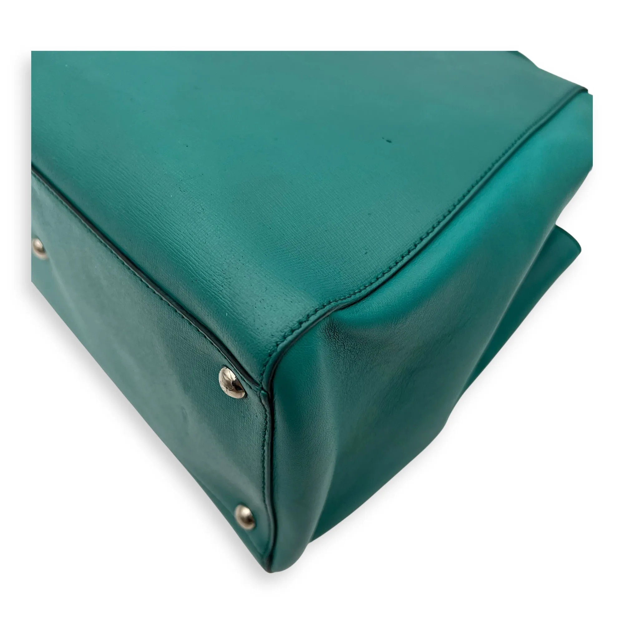 2 jours Top Handle Bag Medium Blue in Calfskin, Silver hardware