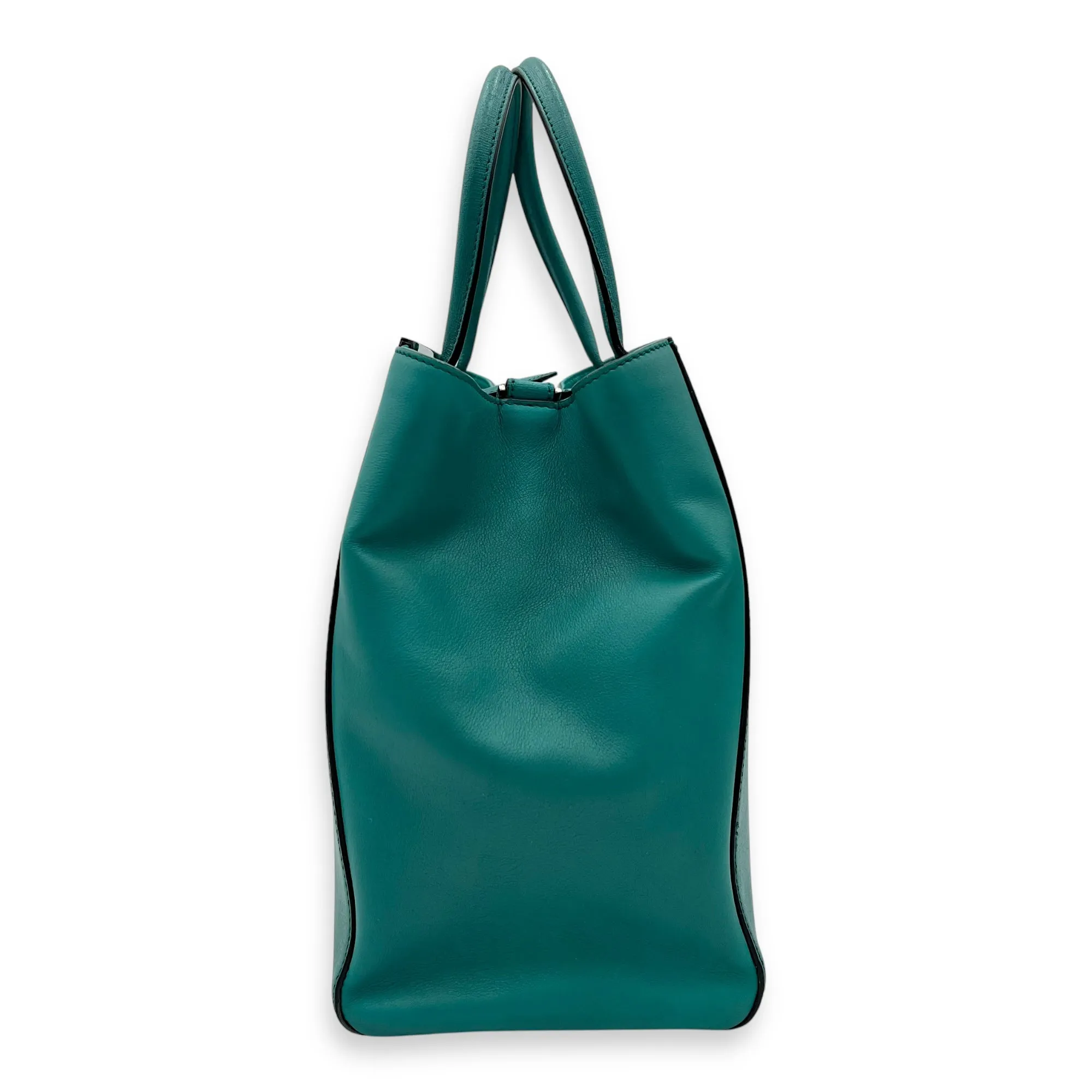2 jours Top Handle Bag Medium Blue in Calfskin, Silver hardware