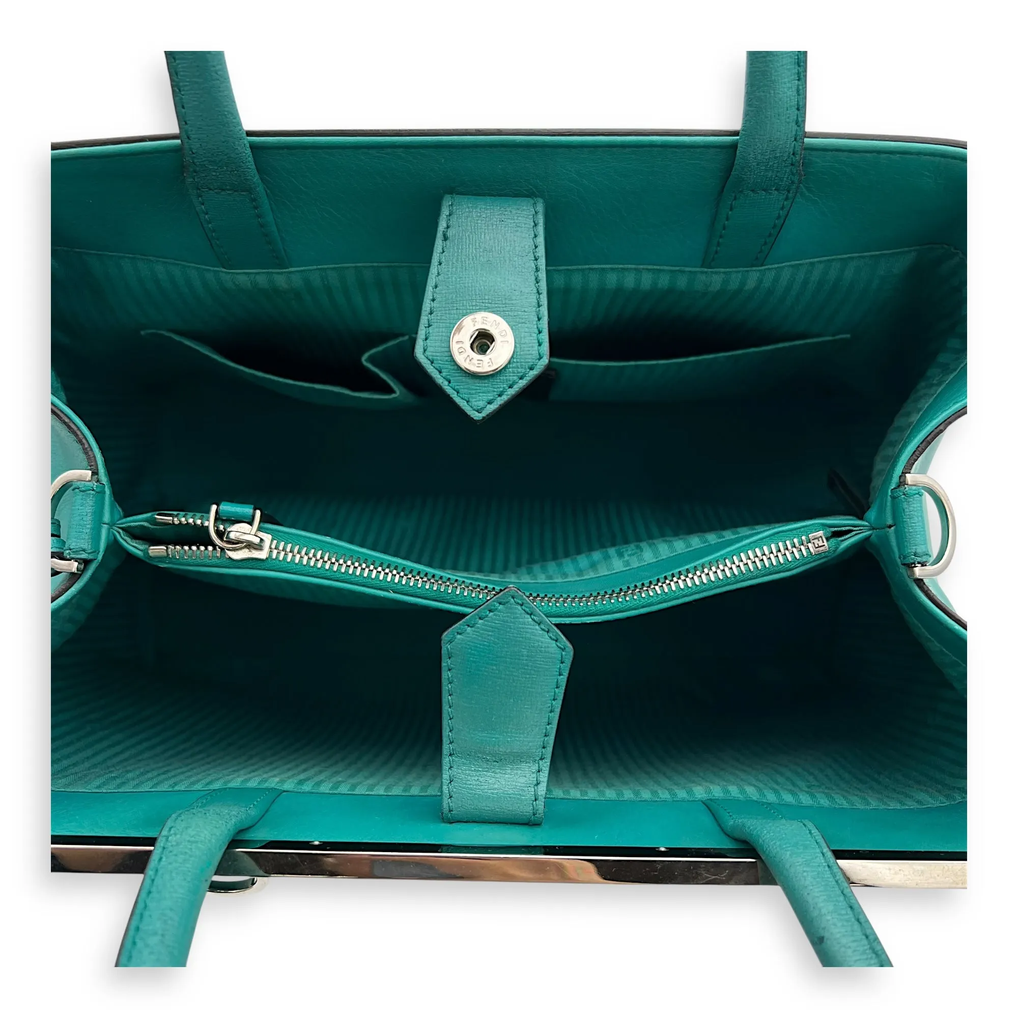 2 jours Top Handle Bag Medium Blue in Calfskin, Silver hardware