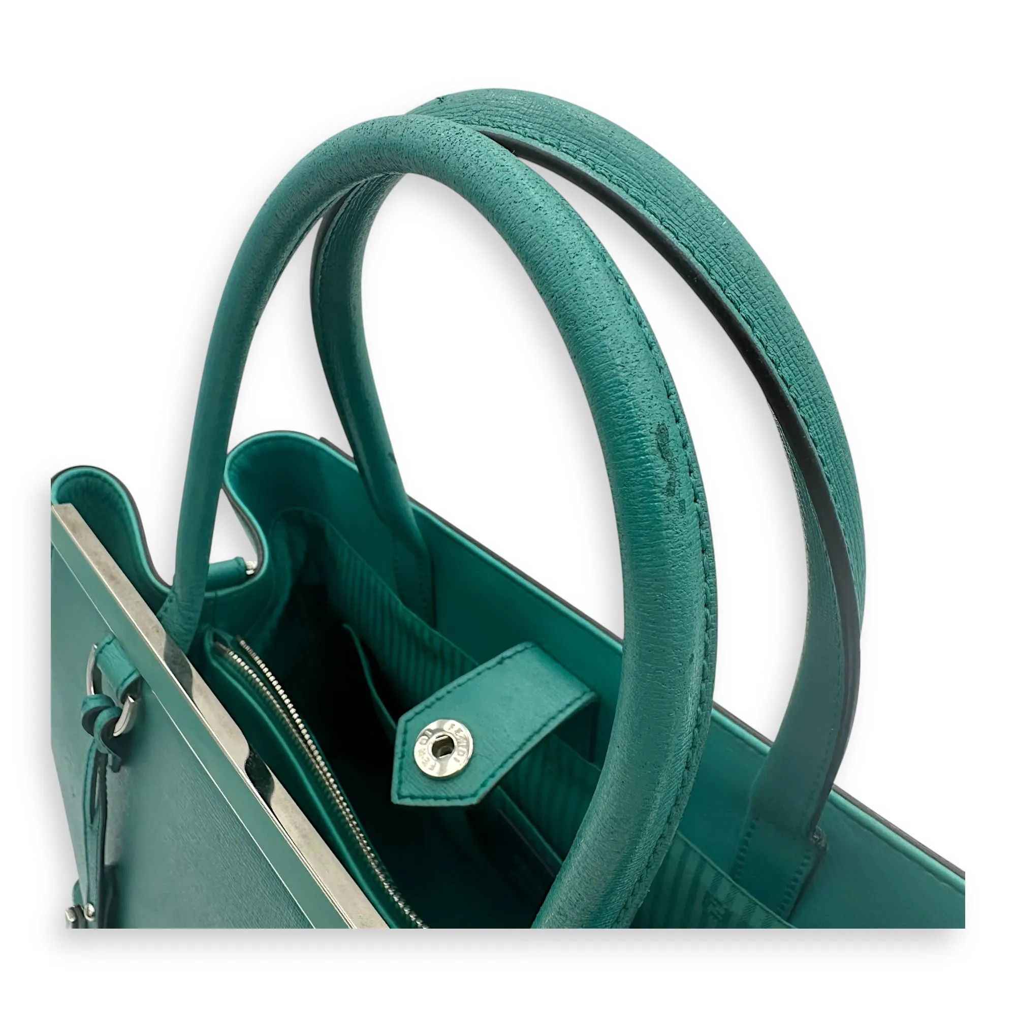 2 jours Top Handle Bag Medium Blue in Calfskin, Silver hardware