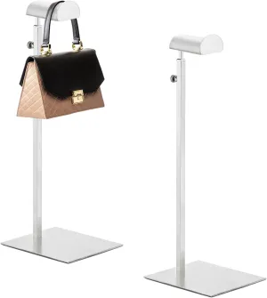 2 Pack - Stainless Steel Purse Display Stand, 380-610mm Adjustable Height Hanging Handbag Rack Appropriate for Boutique Store, Silver