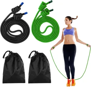 2 PCS Flow Exercise Ropes, 9 Feet Double Braid Workout Rope with Portable Bag, Cardio Weighted Jump Rope for Freestyle Skipping, Flow Fitness Rope for Men Women, Indoor Outdoor Exercise, Gym Training