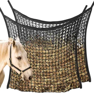 2 PCS Slow Feed Hay Net, Hay Bags for Horses with Large Capacity, Horse Feed Bag Easy to Hang, Hay Nets for Horses for Horse Feeder Full Day Feeding Horses Goat Stall Trailer (31.5" x 35.1")