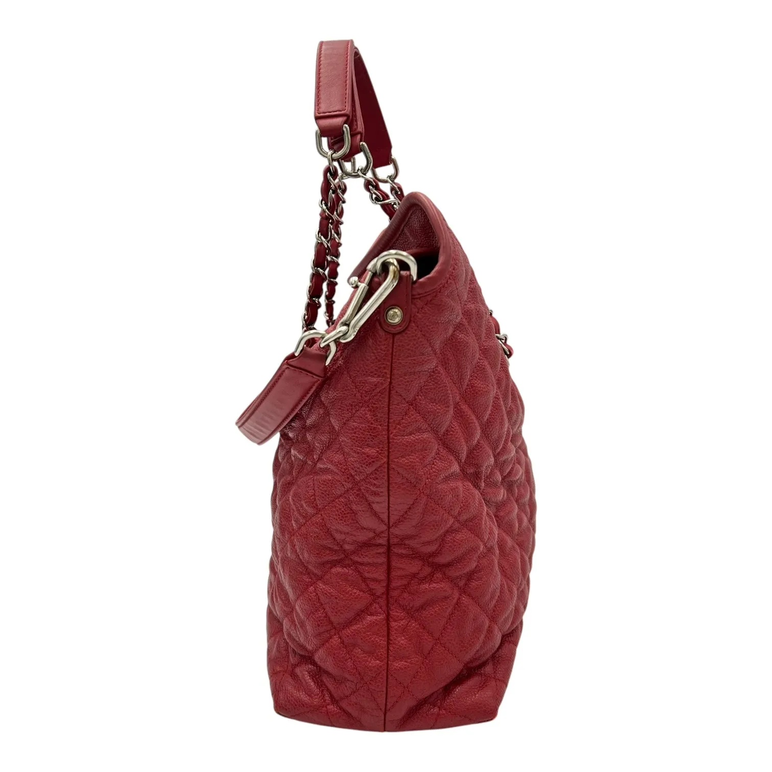 2 way bag Shoulder Bag Red in Caviar Leather, Silver hardware
