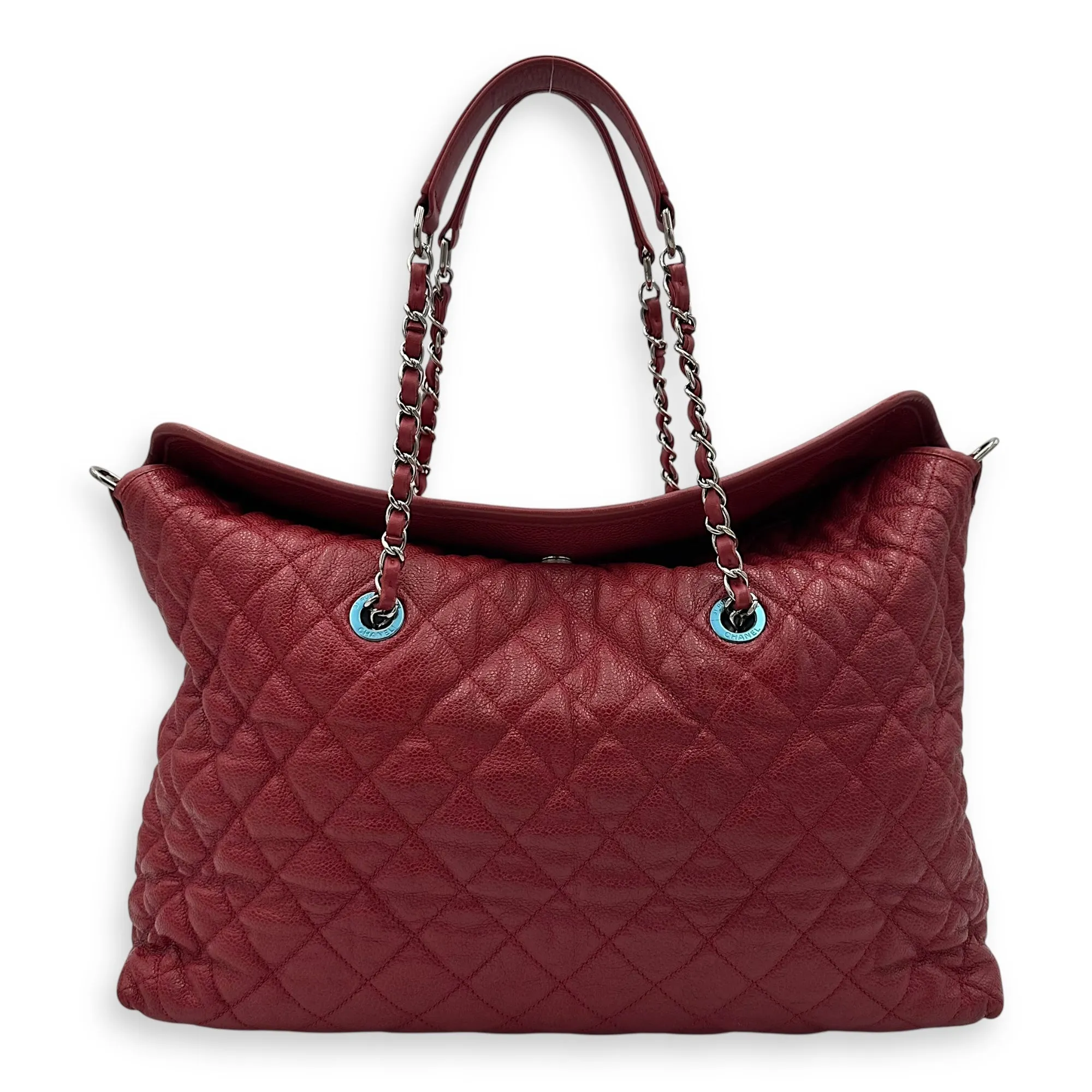 2 way bag Shoulder Bag Red in Caviar Leather, Silver hardware