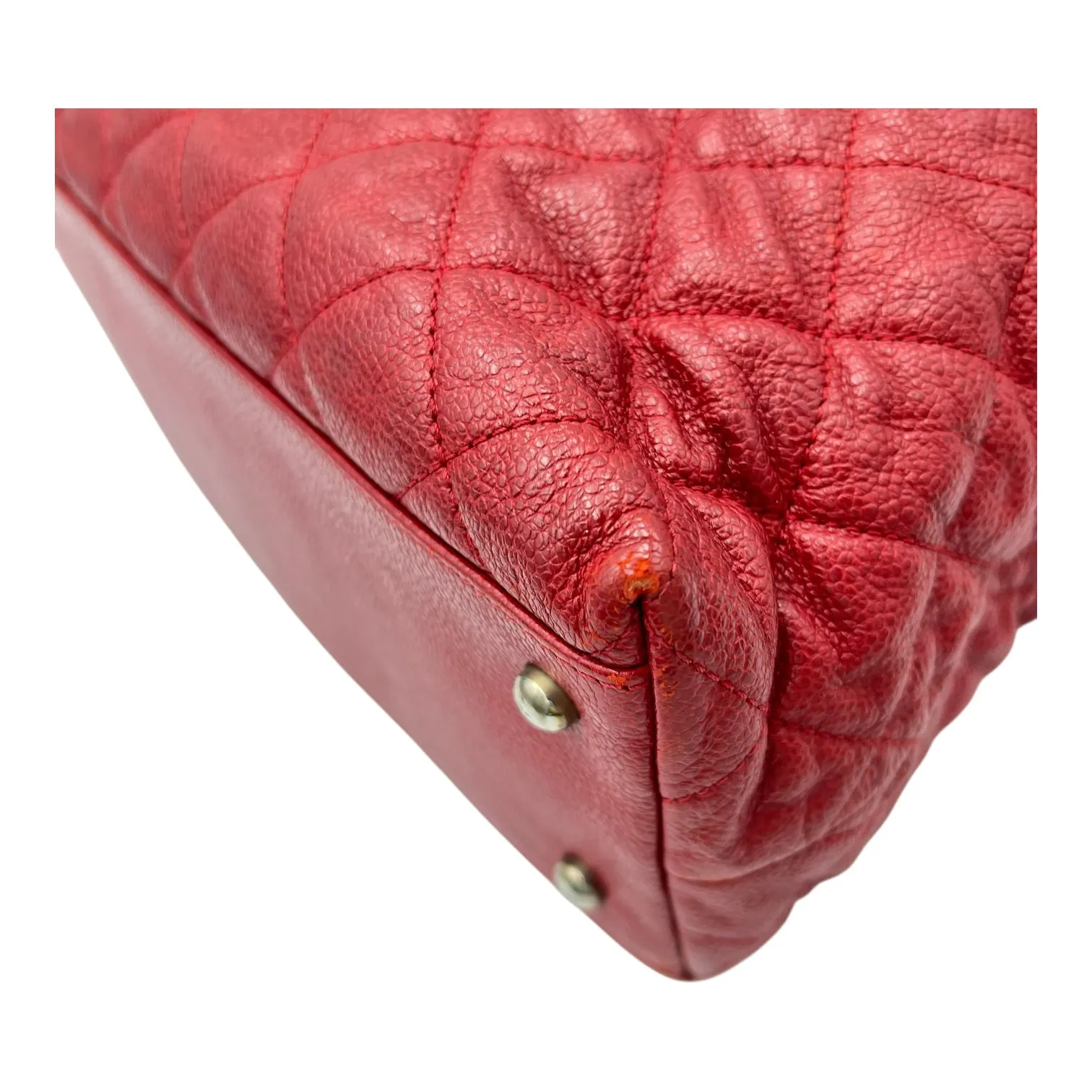 2 way bag Shoulder Bag Red in Caviar Leather, Silver hardware