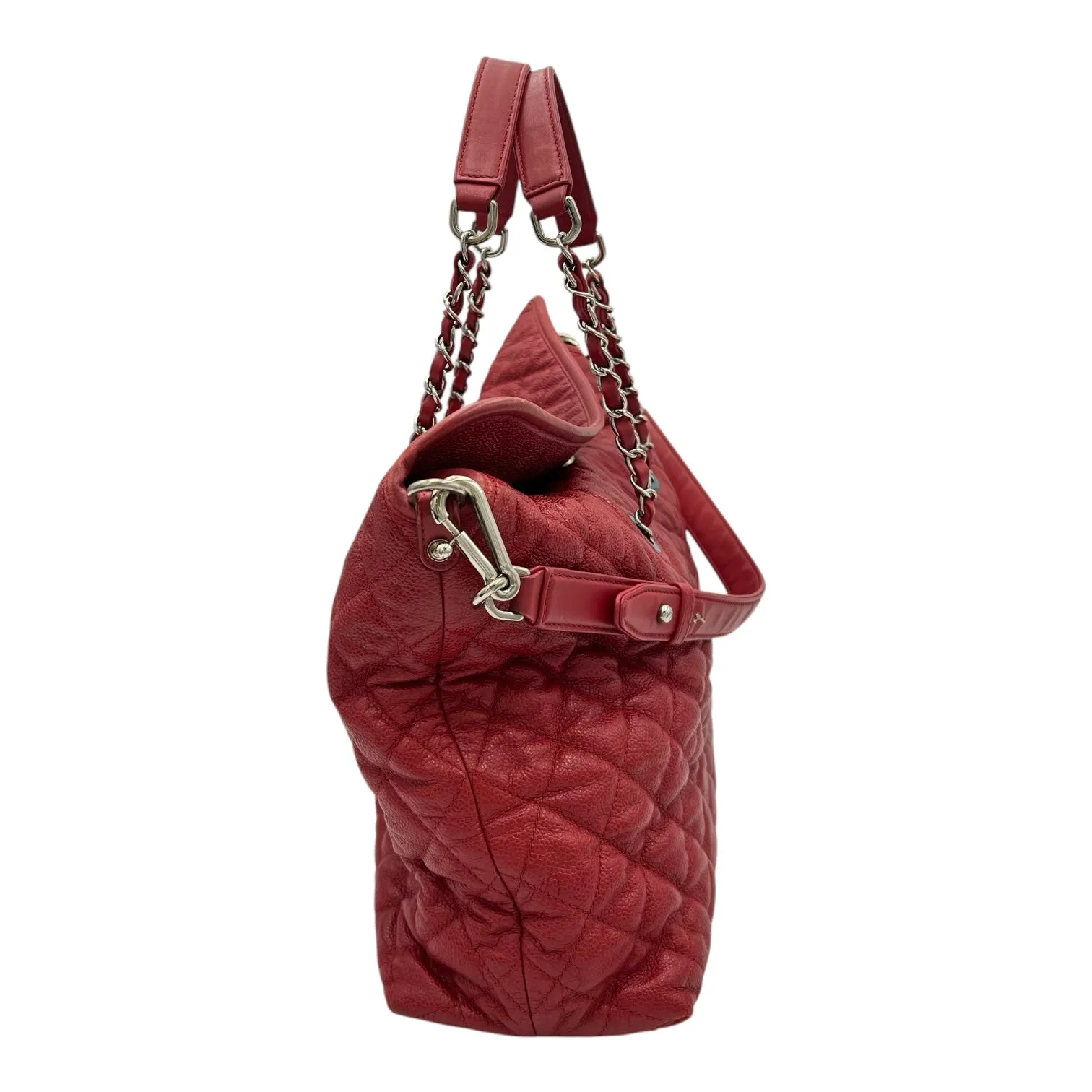 2 way bag Shoulder Bag Red in Caviar Leather, Silver hardware