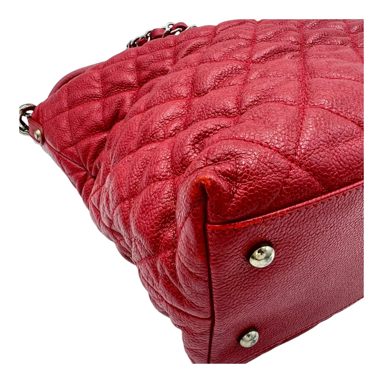 2 way bag Shoulder Bag Red in Caviar Leather, Silver hardware