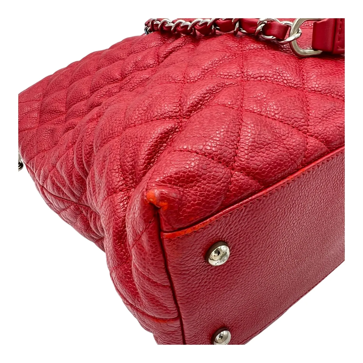 2 way bag Shoulder Bag Red in Caviar Leather, Silver hardware