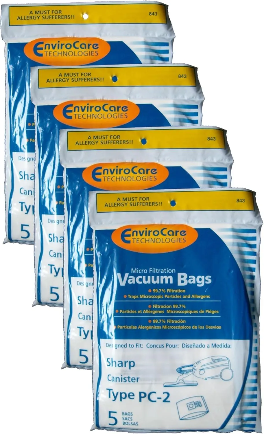 20 Sharp Canister Type PC-2 Vacuum Cleaner Allergy Bags, EC-10PC2, EC-05PC2 EC-PC4, EC-6312P, EC7314P, 6311, EC-63, 7311, EC-73, FX30, FX30, ECFX30, EC7311, EC-PC4, EC-6312P, EC7314P