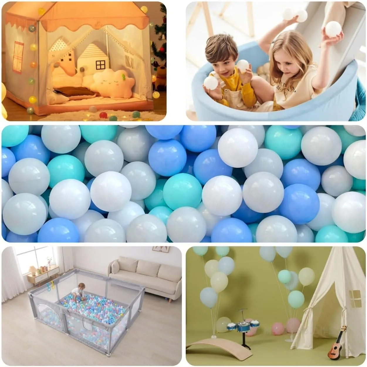 200/500/1000/2000 Count Plastic Soft Plastic Ball Pit Balls Colorful Play Pit Balls for Pet Dogs Ball Pit 2.2" Large Phthalate Free Bpa Free Balls for Toddlers 1-3 Baby Kids