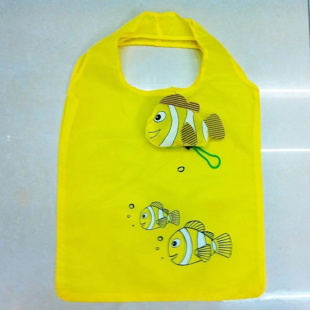 20pcs Fish Shopping Foldable Bag Colorful Reusable Bags Shoulder Tote (Random Color)