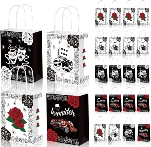 24pcs Cholo Lowrider Party Bags with Handles for Early 2000s Old School Theme Birthday Party Supplies Gift Goody Treat Candy Bags Western Bandana Return Gift Bags cholo theme party decorations