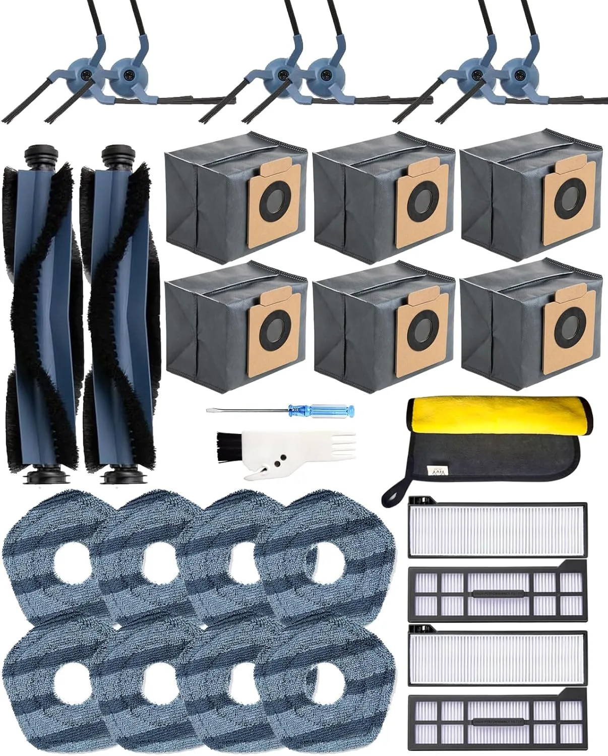 29 Pack Accessories Kit Replacement Parts Compatible with Eufy X10 Pro Omni Robotic Vacuum Cleaner,2 Main Brushes,6 Sweeping Brushes,4 HEPA Filters,6 Vacuum Bags,8 Mop Pads,etc.