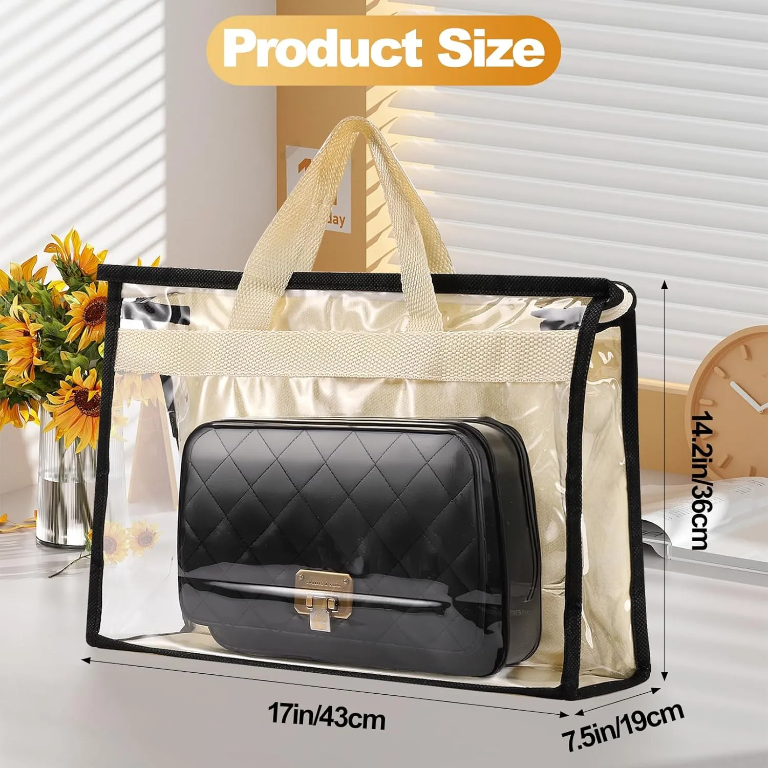5 Pack Dust Bags for Handbags,Purse Dust Bags with Zipper and Handle,Clear Anti-dust Purse Storage Bag,Hanging Handbags Cover for Closet Hanging Storage(X-Large)