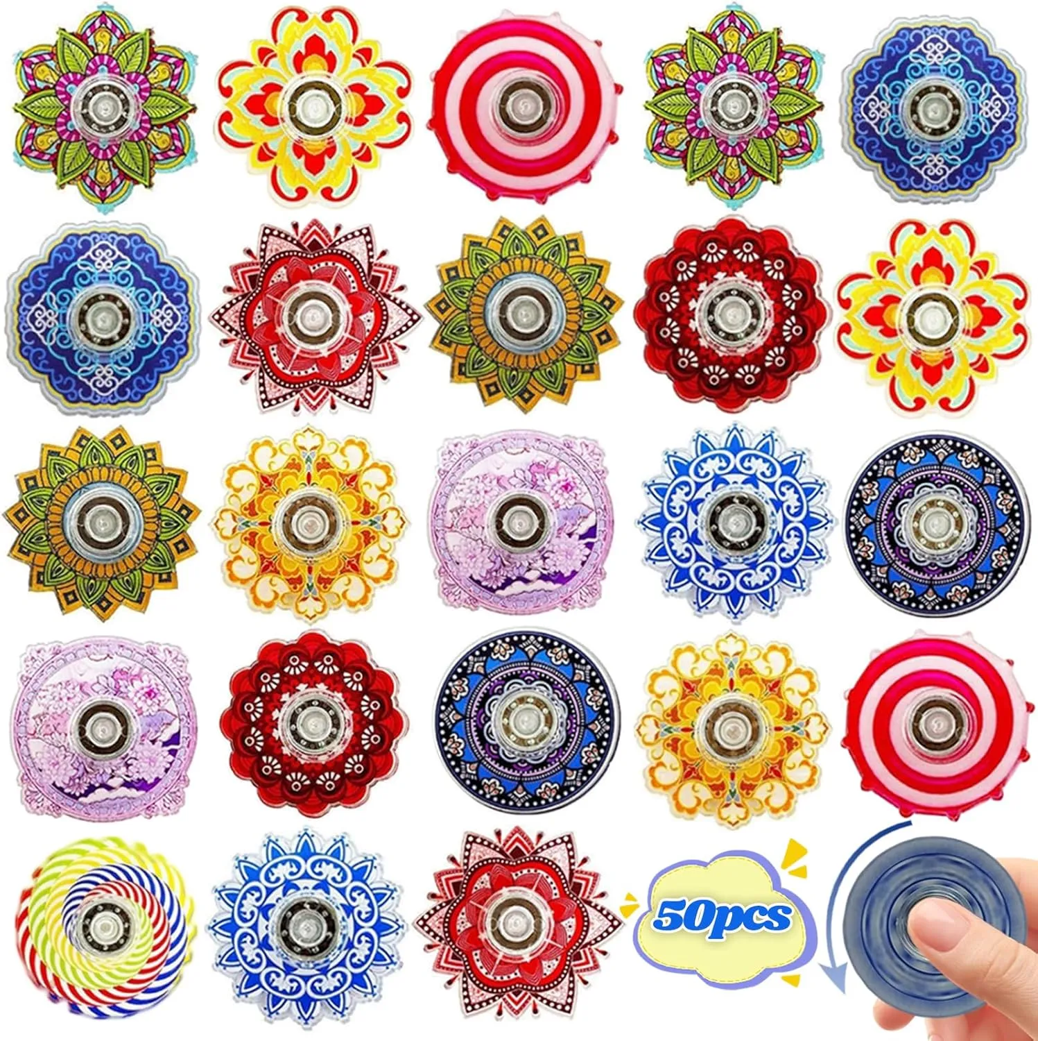 50 Pack Fidget Spinner Mini Toys,Party Favors Supplies Birthday Gifts Easter Basket Goodie Bags Stuffers for Kids Adults,Sensory Toys for Boys Girls Stress Relief,Treasure Box Toy Classroom Prizes