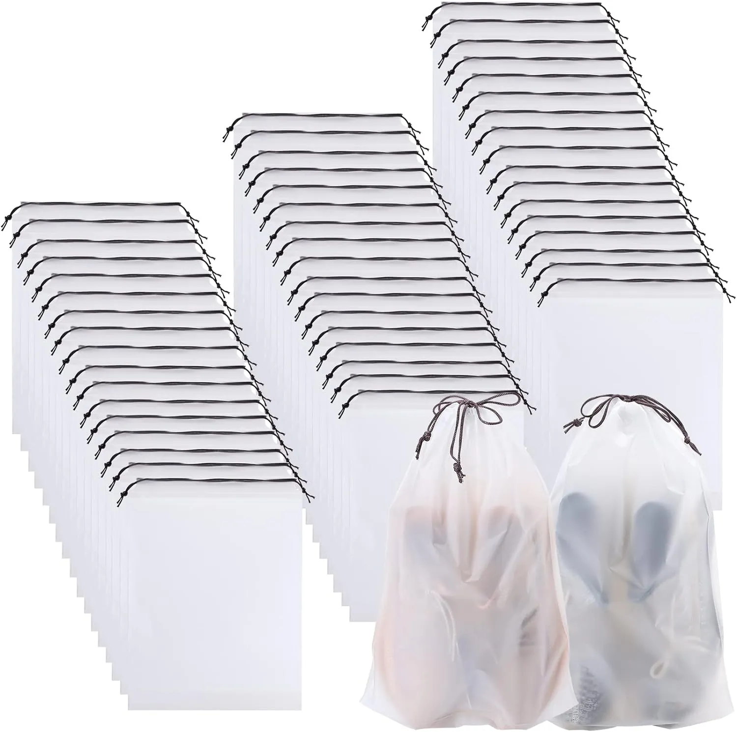 50 Pack Shoe Bags for Travel,Portable Travel Shoe Bag,Large Clear Shoes Pouch Storage Packing Organizers with Drawstring,Dustproof & Waterproof Shoe Storage Bags for Women and Men