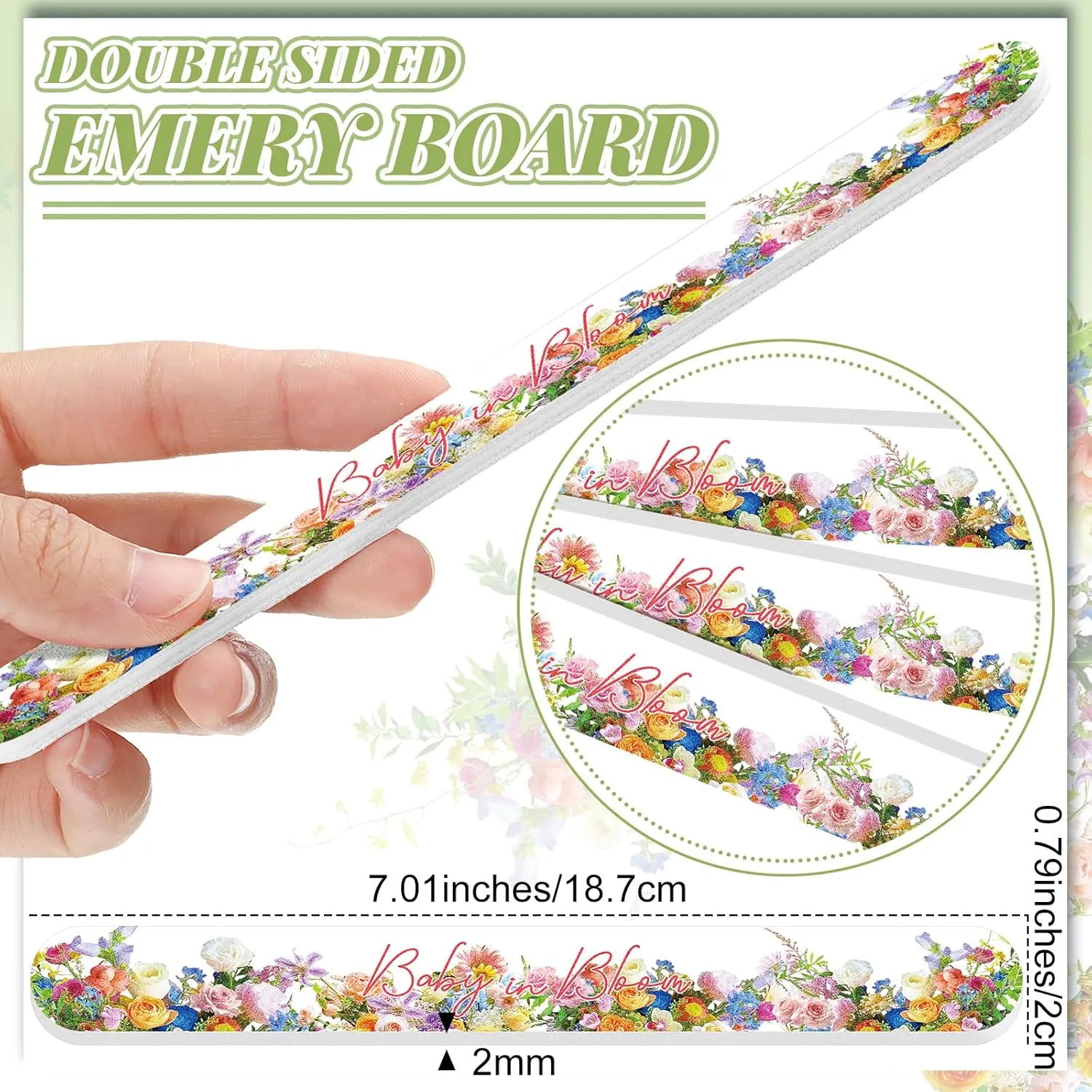 50 Pcs Baby in Bloom Baby Shower Favors Decorations Party Games Winners Prizes Gifts Bulk Floral Emery Board Nail File for Adults Guests Gender Reveal Favors Decorations Gift Bags Stuffers
