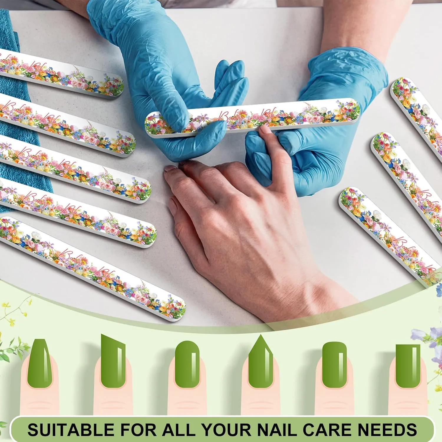 50 Pcs Baby in Bloom Baby Shower Favors Decorations Party Games Winners Prizes Gifts Bulk Floral Emery Board Nail File for Adults Guests Gender Reveal Favors Decorations Gift Bags Stuffers