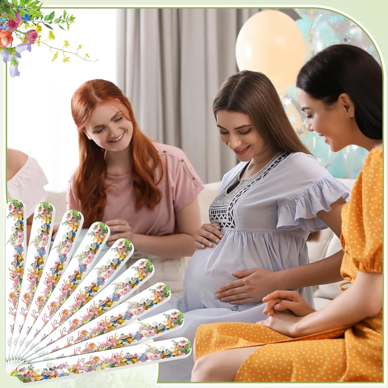 50 Pcs Baby in Bloom Baby Shower Favors Decorations Party Games Winners Prizes Gifts Bulk Floral Emery Board Nail File for Adults Guests Gender Reveal Favors Decorations Gift Bags Stuffers