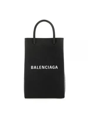 5G-enabled Balenciaga Logo Cross Print Bag Problem-free return Black Holder Small Phone