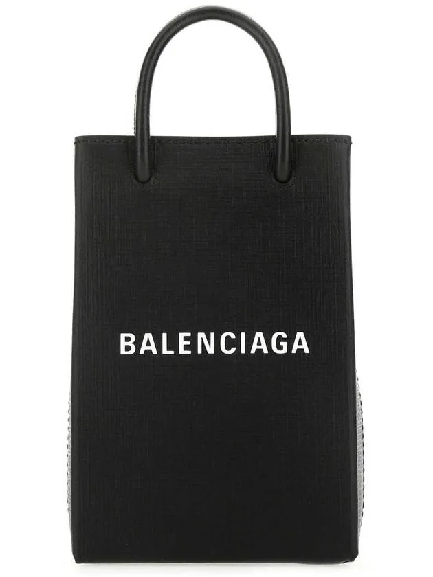 5G-enabled Balenciaga Logo Cross Print Bag Problem-free return Black Holder Small Phone