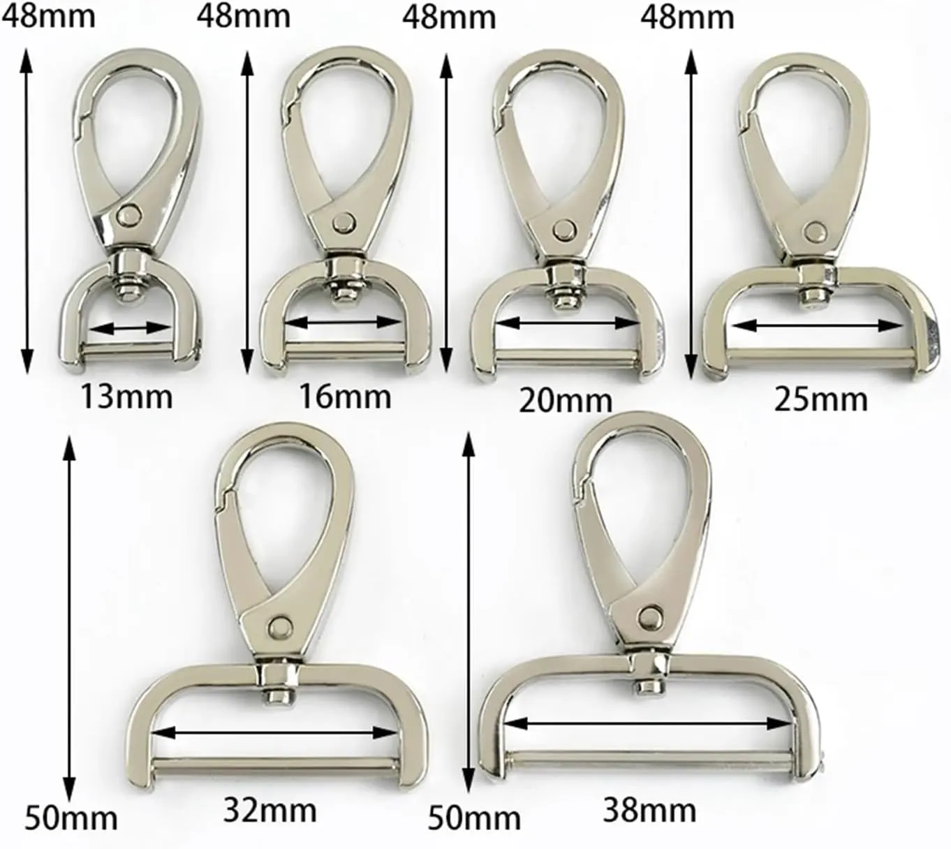 5Pcs Detachable Bag Buckles for Strap 13-38mm Metal Swivel Clasp Belt Webbing Trigger Snap Hook DIY Accessories