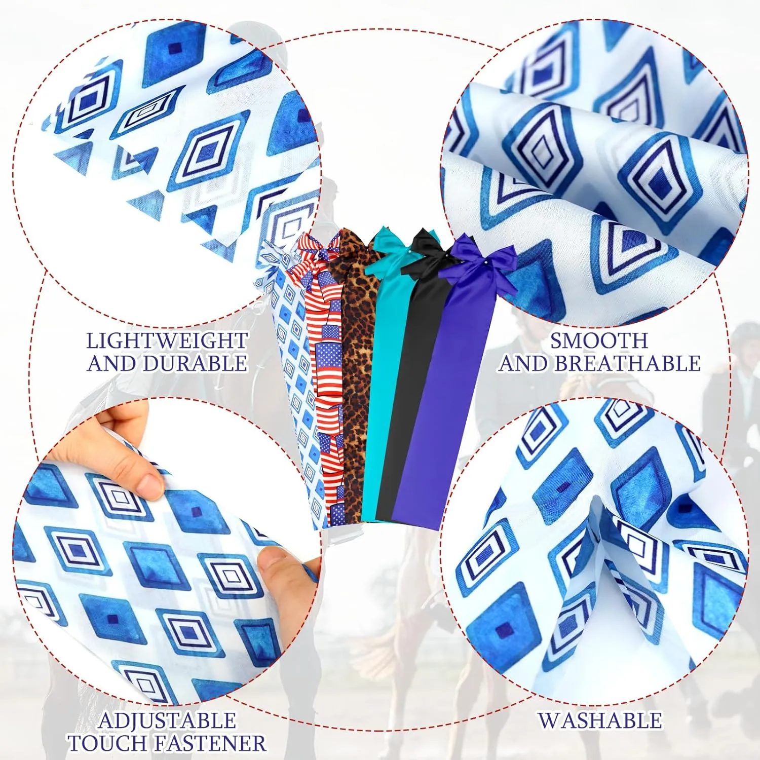 6 Pcs Horse Tail Bag Breathable Guard Slip on Horse Tail Wrap 2 Strand Closure Straps Grooming Supplies to Keep from Dirt Breakage Rubbing 6 Designs(Modern Style)
