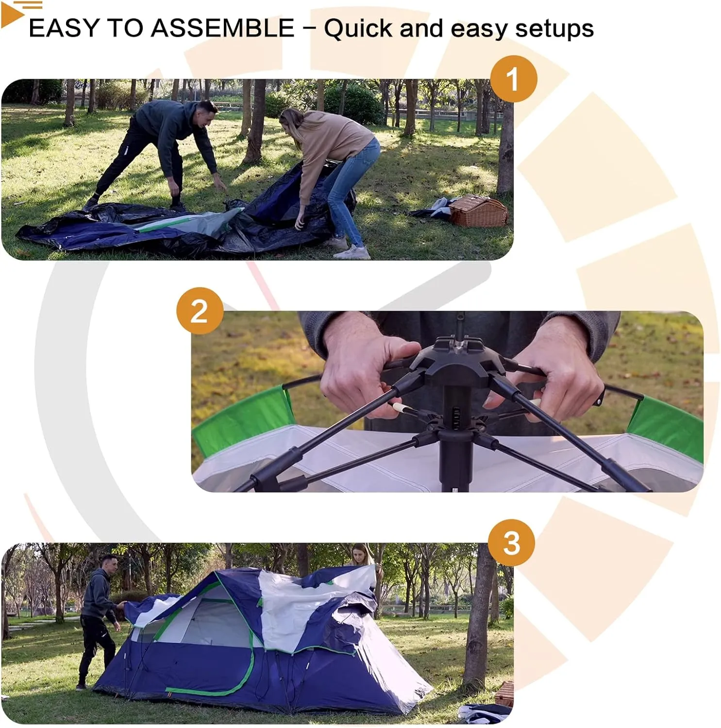 6 Person Family Camping Tent,Waterproof Windproof with Top Rainfly,Easy Set Up,Pop Up Tent for Outdoor Camping Hiking Trave