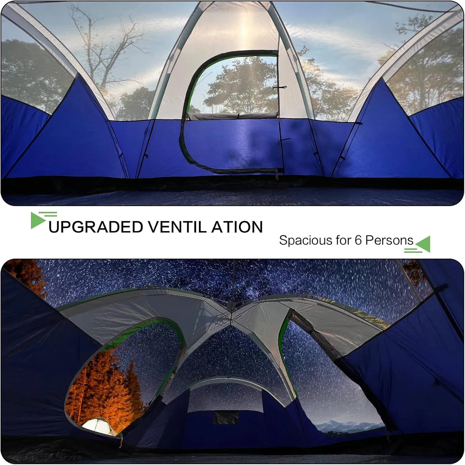 6 Person Family Camping Tent,Waterproof Windproof with Top Rainfly,Easy Set Up,Pop Up Tent for Outdoor Camping Hiking Trave